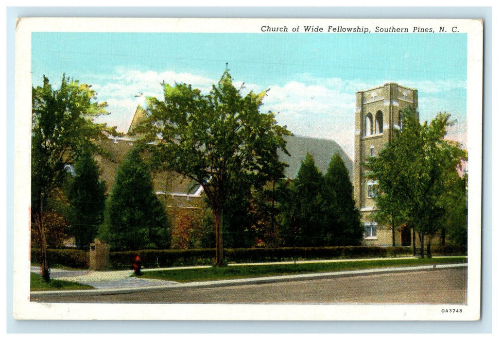 c1940s Church of Wide Fellowship Southern Pines North Carolina NC Postcard