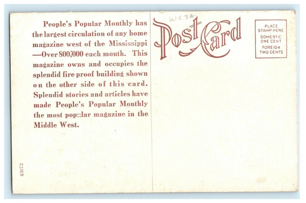 c1910 People's Popular Monthly Magazine Advertising Des Moines Iowa IA Postcard