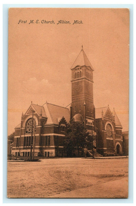 First Methodist Church Albion Michigan Vintage Antique Postcard