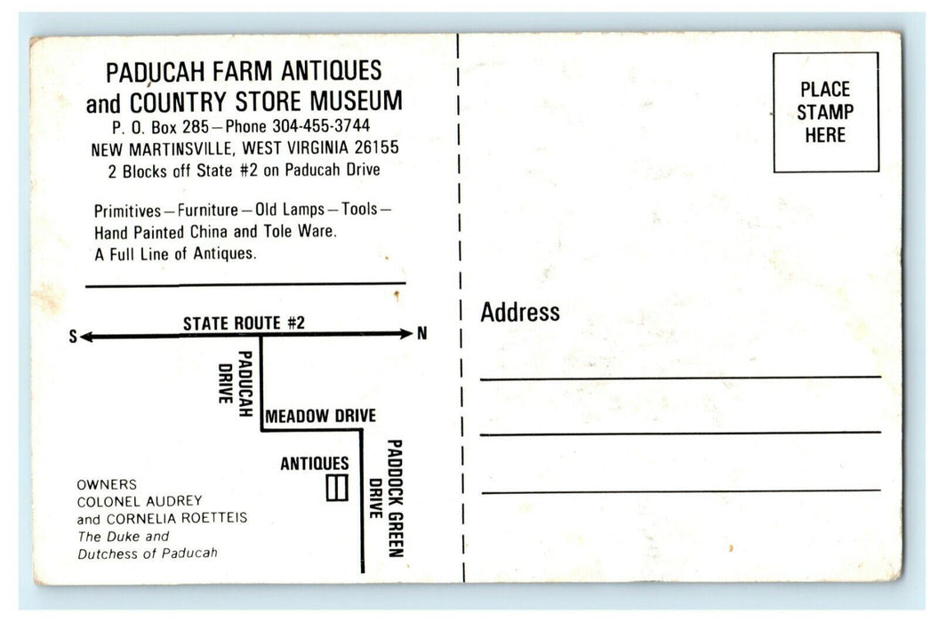 Paducah Farm Antiques Store Museum New Martinsville West Virginia WV Postcard