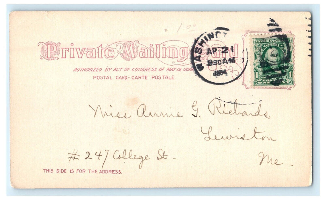 1904 Shook Hands With President Roosevelt Washington DC Political Postcard