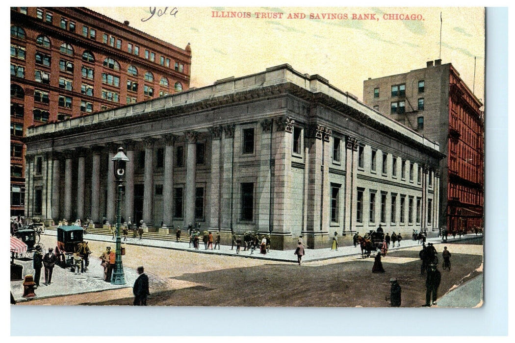Illinois Trust Savings Bank Chicago 1907 Fayette Indiana Rare Station Postcard