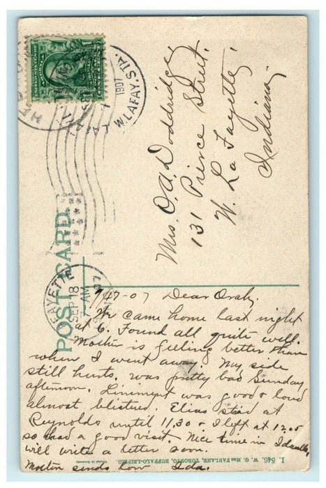 Illinois Trust Savings Bank Chicago 1907 Fayette Indiana Rare Station Postcard