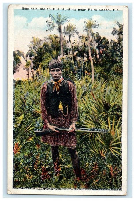 c1920's Semincle Indian Out Hunting Near Palm Beach Florida FL Unposted Postcard