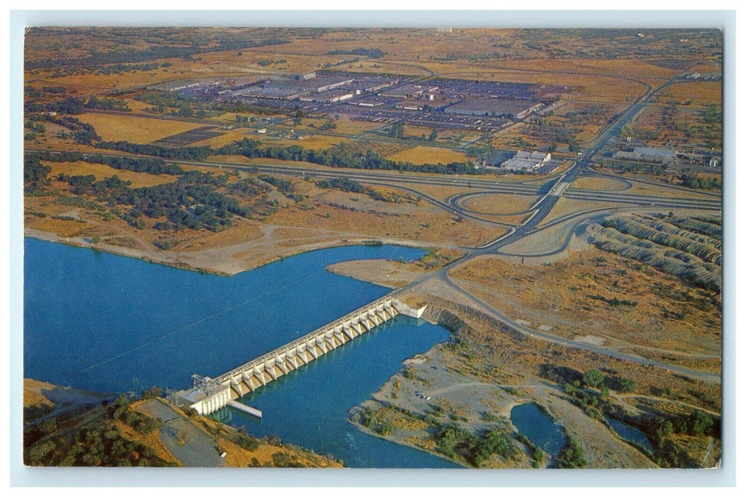 Aerial View Nimbus Dam Near Rancho Cordova California CA Unposted Postcard