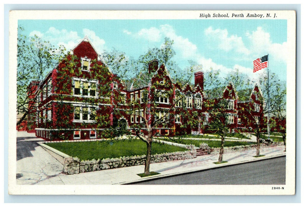 c1940s View of High School in Perth Amboy New Jersey NJ Unposted Postcard