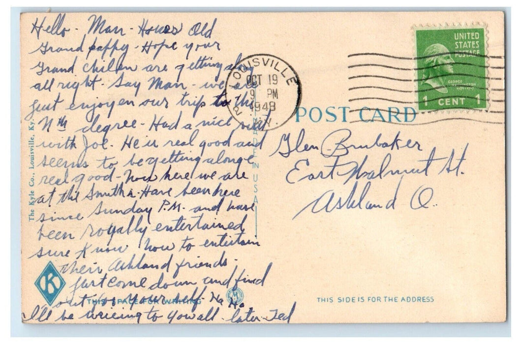 1948 Administration Building At Night Bowman Field Louisville KY Posted Postcard
