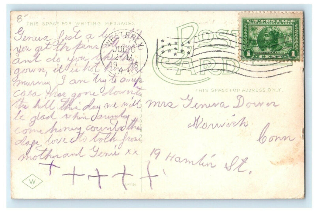 1915 NYNH & H Depot Scene, Westerly, Rhode Island RI Posted Postcard