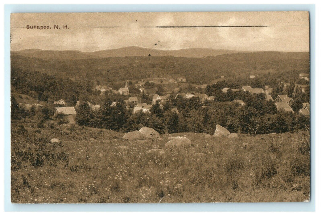 1936 Trees and Houses View in Sunapee, New Hampshire NH Vintage Postcard