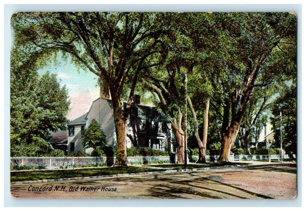 1907 Concord New Hampshire NH, Old Walker House Street View Antique Postcard