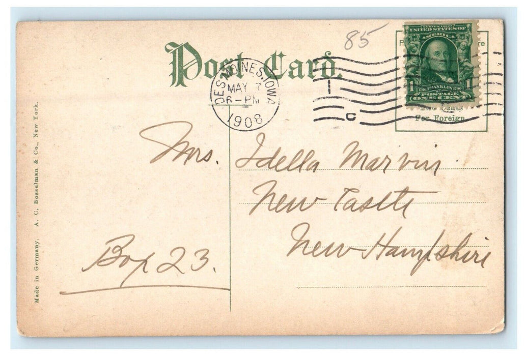 1908 View Of Walnut Street West Des Moines Iowa IA Posted Antique Postcard