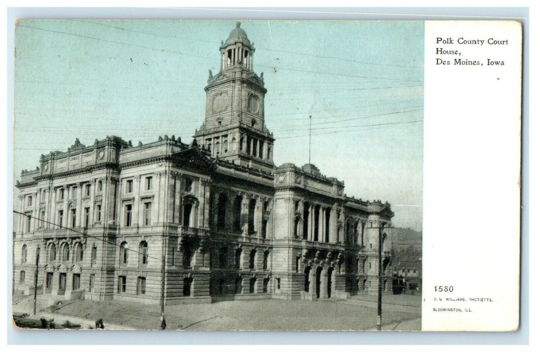 1910 Polk County Court House Des Moines Iowa IA Posted Antique Postcard