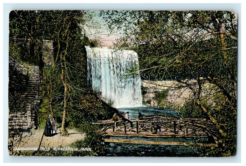 1911 Minnehana Falls Minneapolis Minnesota MN Waterfalls Antique Postcard