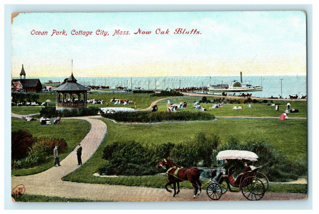 1912 Ocean Park, Now Oak Bluffs, Cottage City, Massachusetts MI Antique Postcard