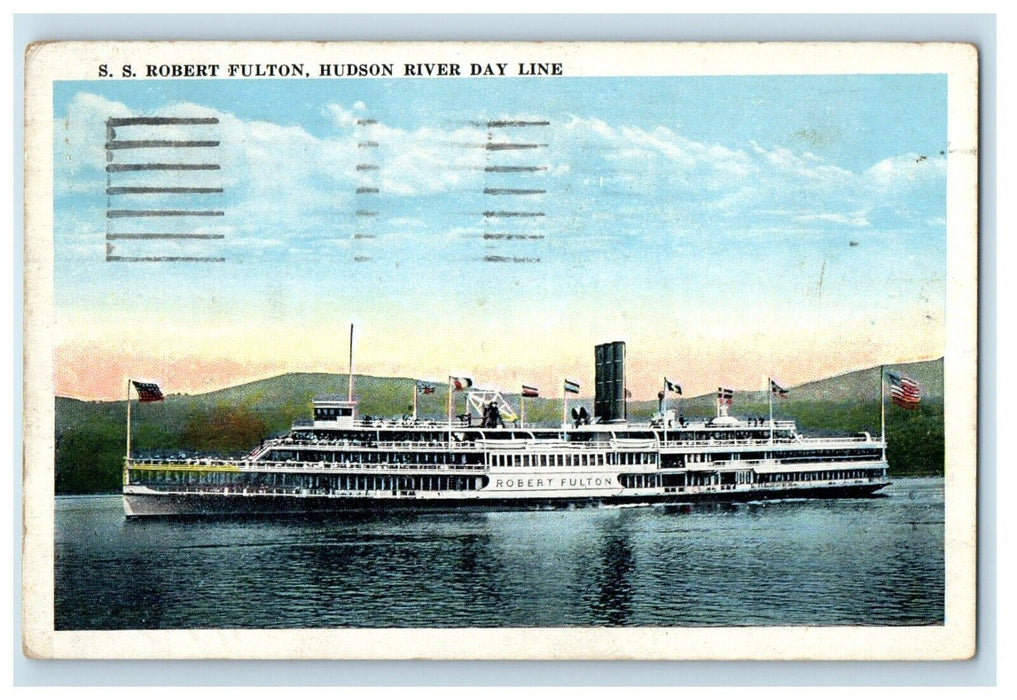 1943 S.S Steamer Ship Robert Fulton Hudson River Day Line Albany NY Postcard