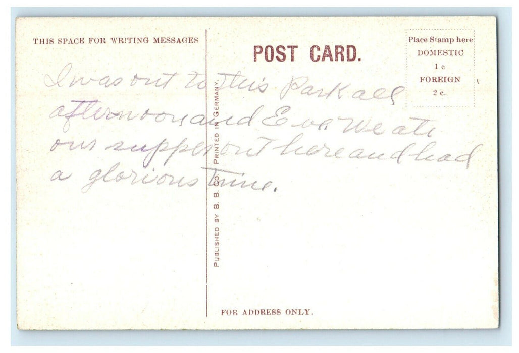 c1910's Promenade In Union Park Fountain Dubuque Iowa IA Antique Postcard