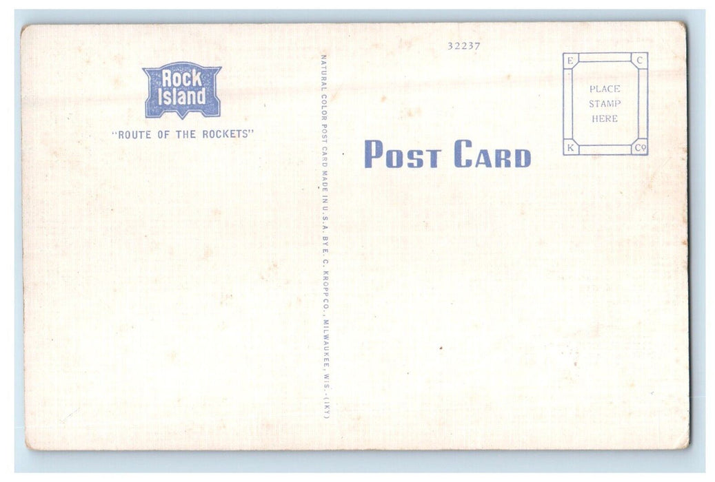 Rock Island Rocky Mountain Rocket Railroad Train Pikes Peak Colorado CO Postcard