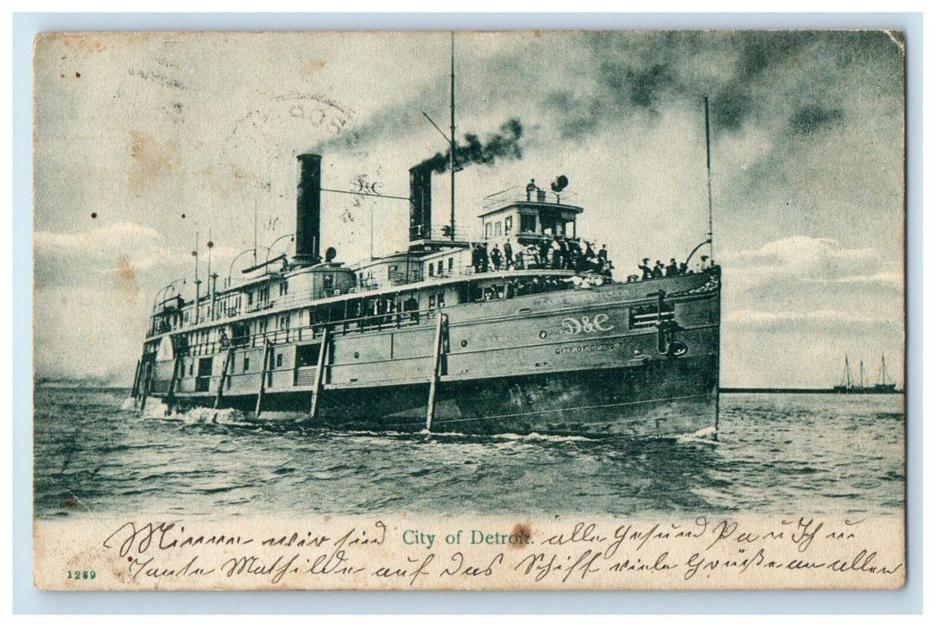 1906 City Of Detroit Steamer Ship Ann Harbor Michigan MI Posted Antique Postcard