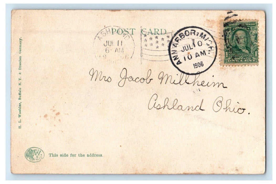 1906 City Of Detroit Steamer Ship Ann Harbor Michigan MI Posted Antique Postcard
