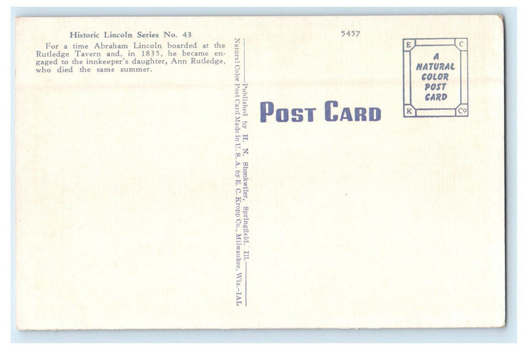 c1940s The Grave of Ann Rutledge Petersburg Illinois IL Unposted Postcard