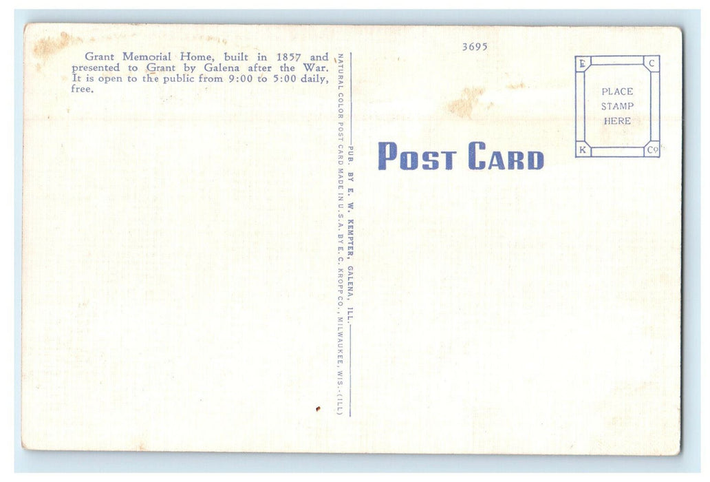 c1940s Gen U.S. Grant's Home After The War Galena, Illinois IL Postcard