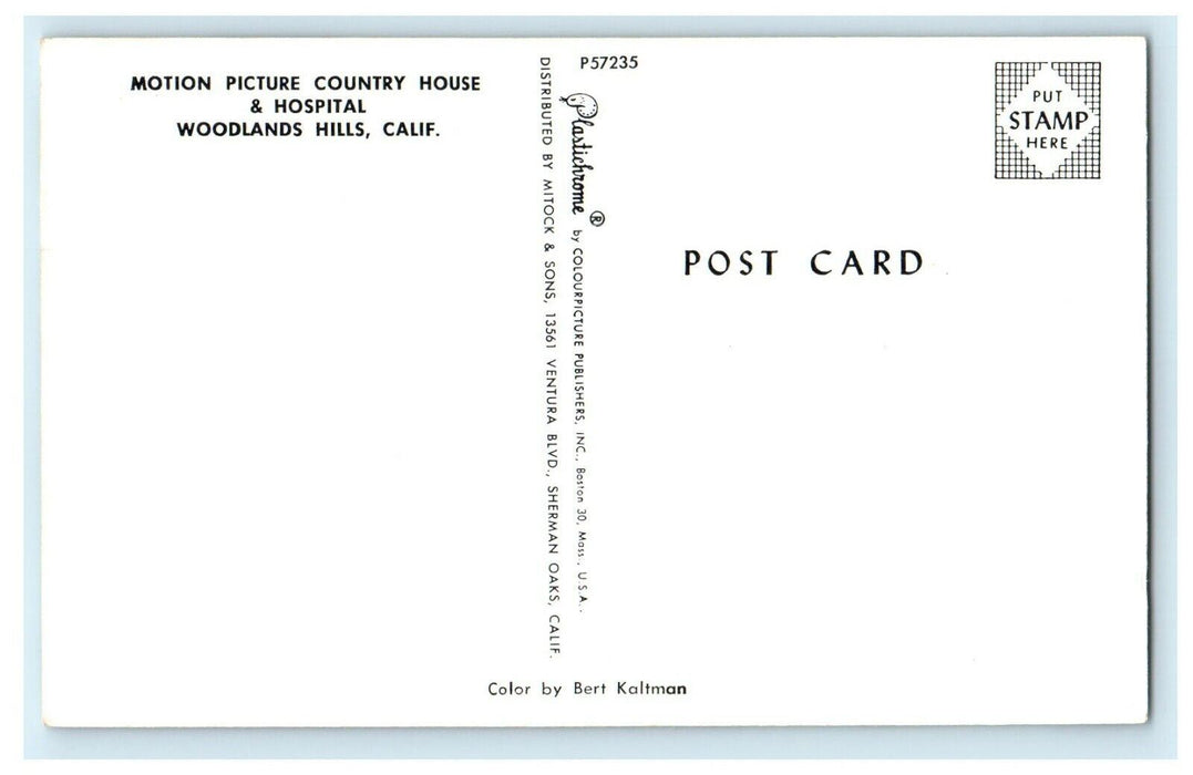 Woodland Hills California CA, Motion Picture Country House And Hospital Postcard