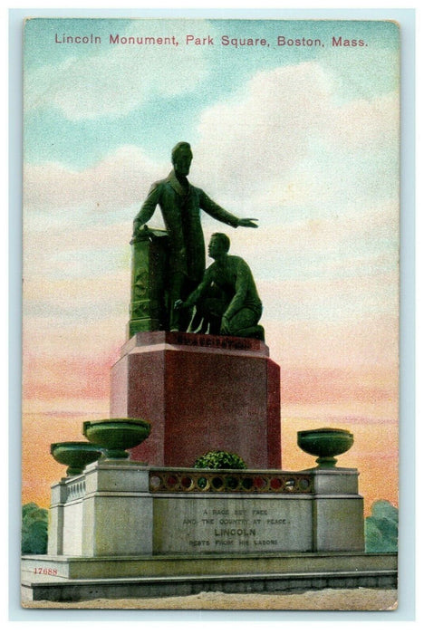 c1910 Lincoln Monument Park Square Boston Massachusetts MA Postcard