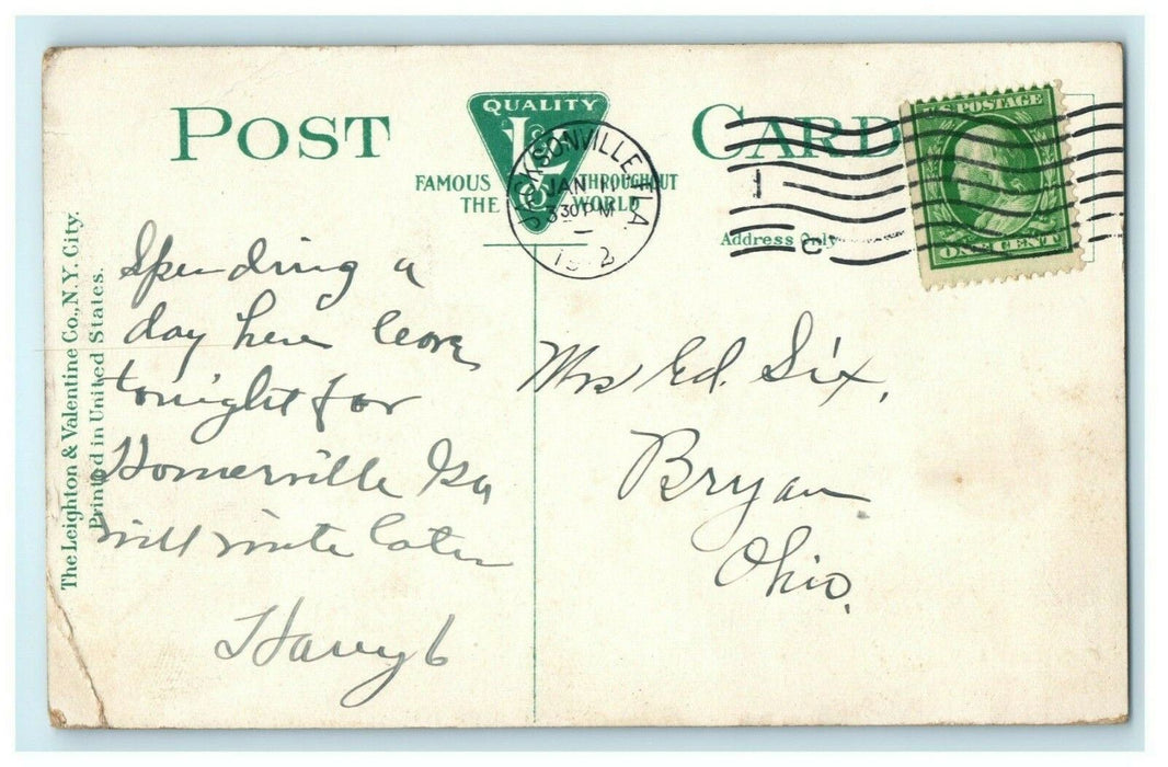 Forsyth Street Bank Buildings Post Office Jacksonville Florida 1912 Postcard