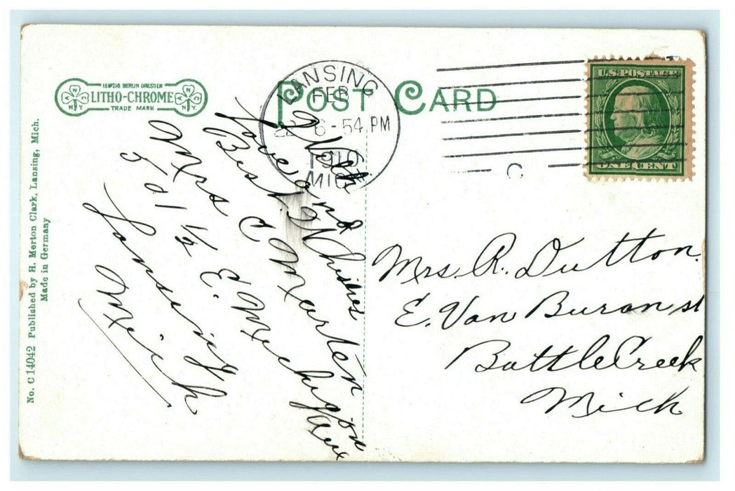 Library Museum Michigan Agricultural College Lansing 1910 Antique Postcard