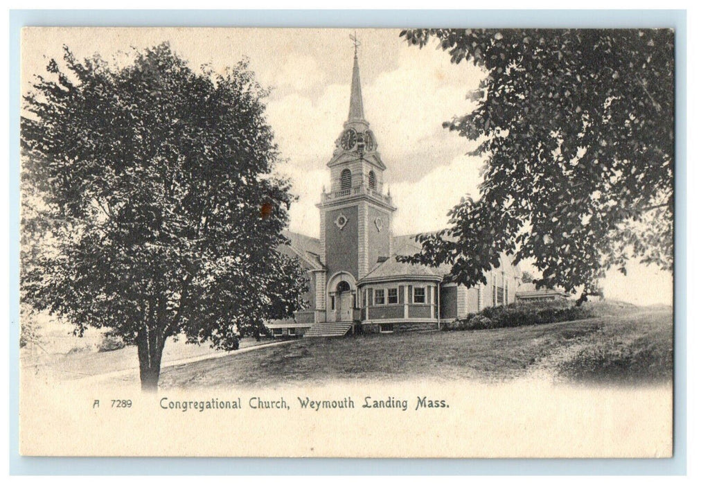 c1905 Congregational Church Landing Weymouth Massachusetts MA Rotograph Postcard