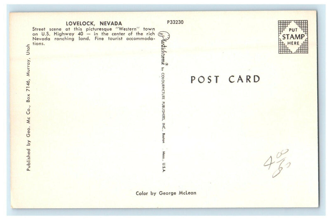 c1950's Greetings From Lovelock Nevada NV, Cars Road Postcard