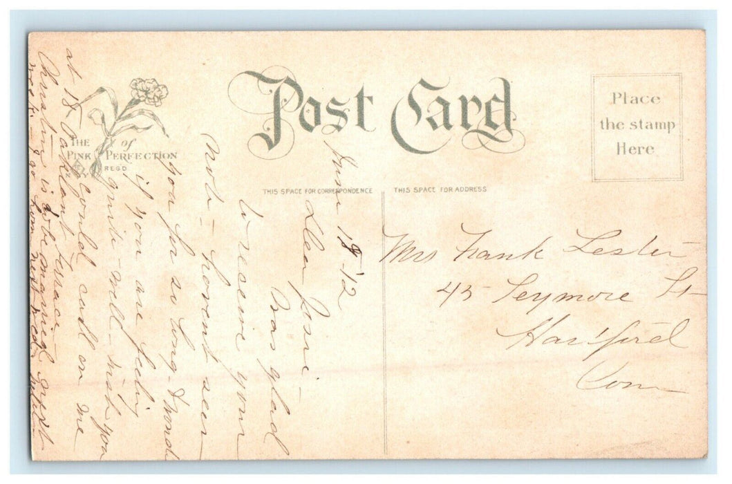 1911 Boat Ocean Sketch Artist Signed Pink Perfection Antique Postcard