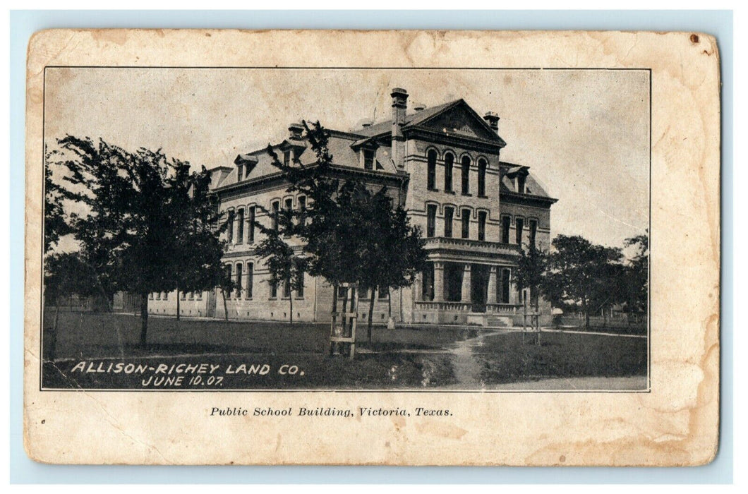 1907 Allison-Richey Land Co. Public School Victoria TX Advertising Postcard