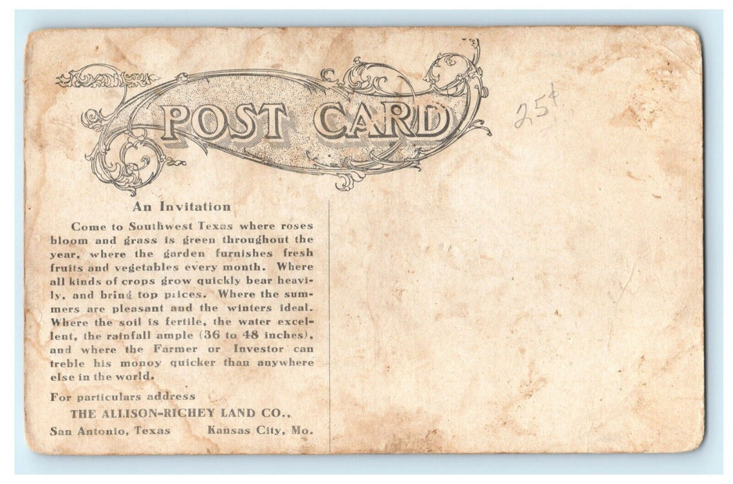 1907 Allison-Richey Land Co. Public School Victoria TX Advertising Postcard