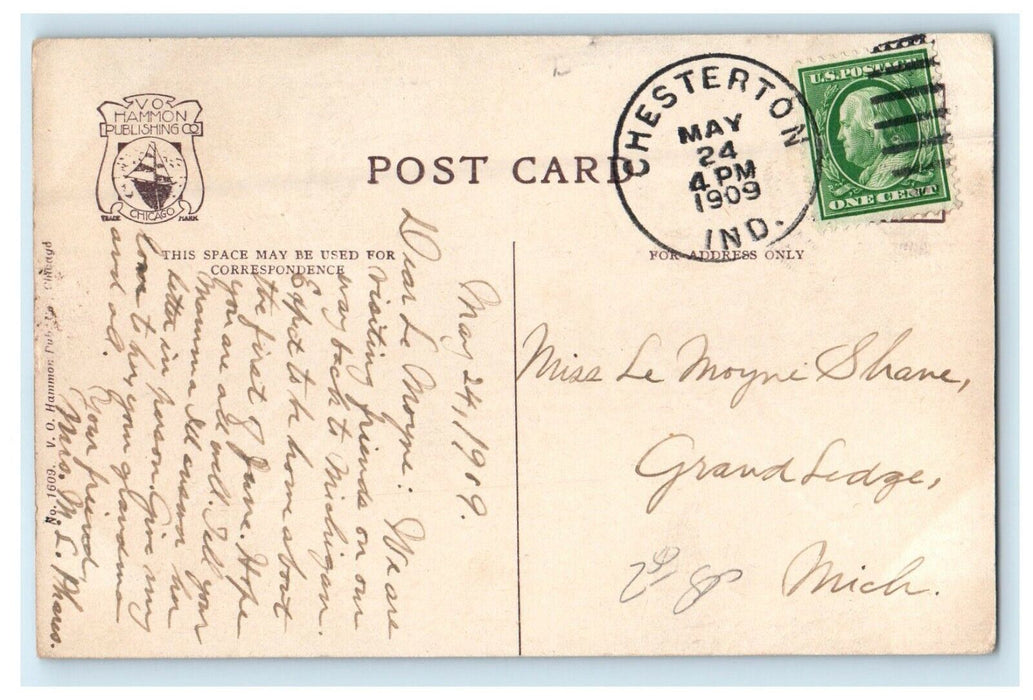 1909 Interior Garfield Park Conservatory Chicago IL, Chesterton IN Postcard