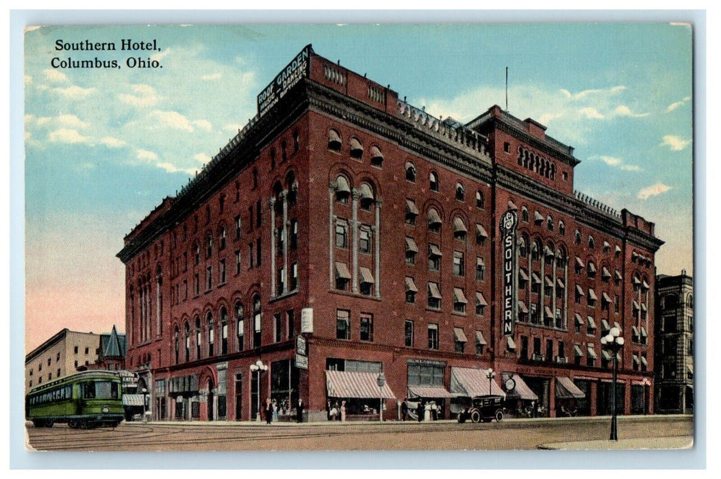 c1930's Southern Hotel Trolley Bus Columbus Ohio OH Unposted Vintage Postcard