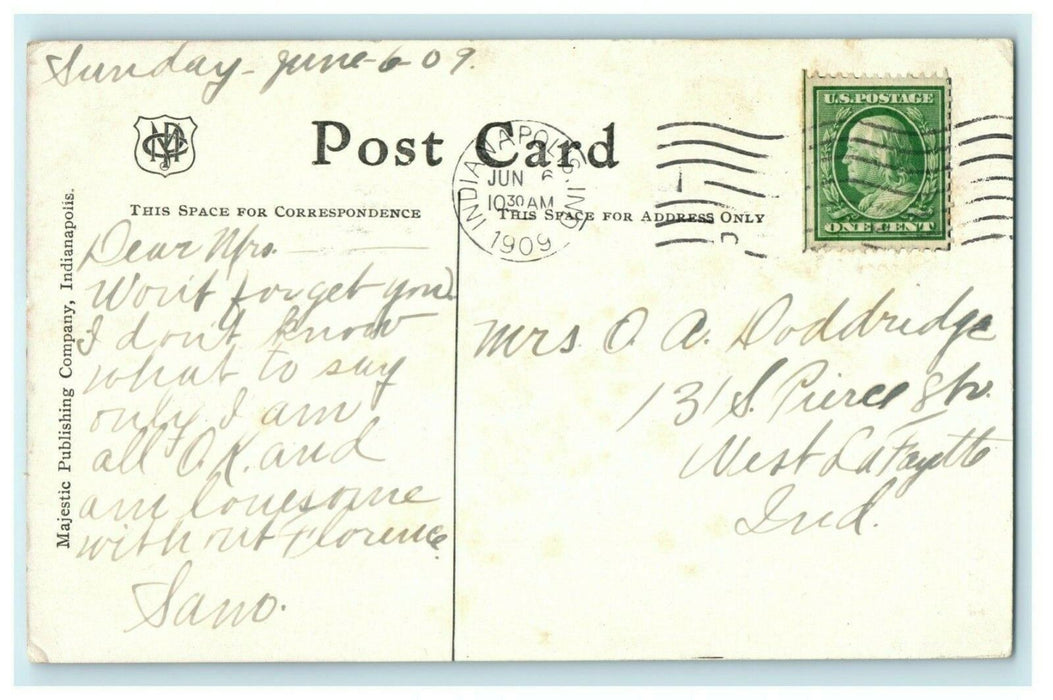 IOOF Building Indianapolis Indiana 1909 Lafayette Trolley Vintage Postcard