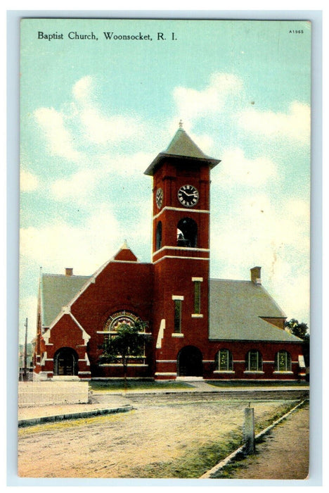 c1910 Baptist Church View Woonsocket Rhode Island RI Antique Postcard