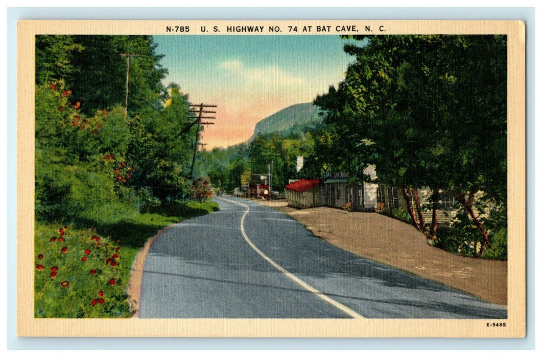 c1940's US Highway No. 74 Bat Cave North Carolina NC Unposted Postcard