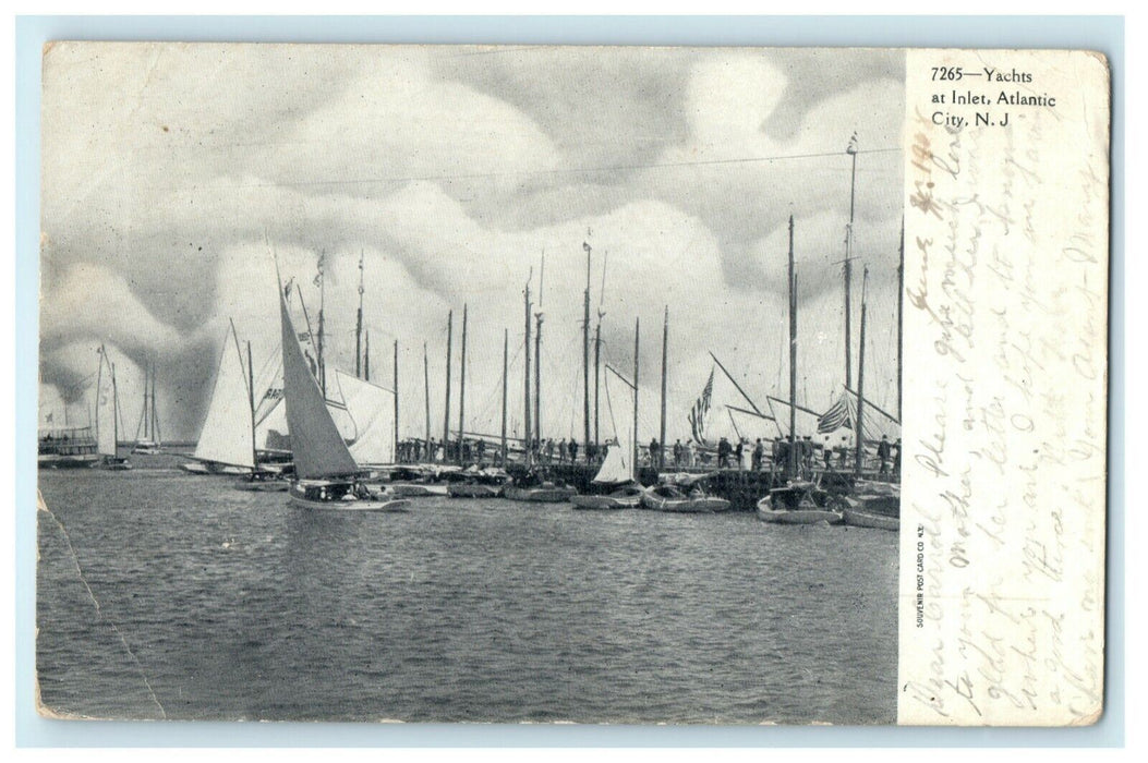 1908 Sailboats Pier Atlantic City New Jersey NJ Posted Antique Postcard
