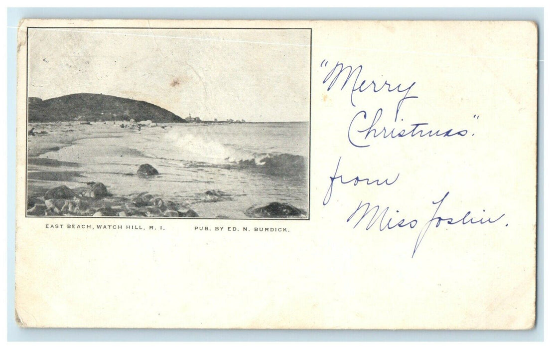 1904 East Beach Watch Hill Rhode Island RI Private Mailing Card Antique Postcard