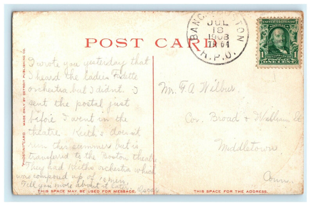 1908 Post Office Custom House Portsmouth New Hampshire NH Posted Postcard