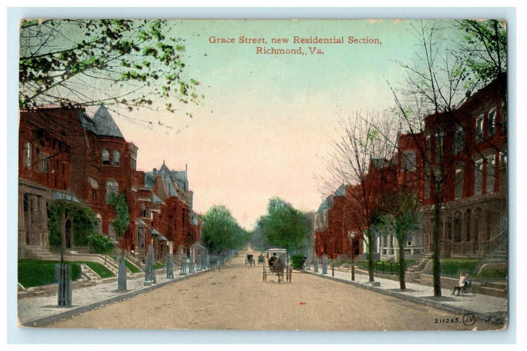 1910 Grace Street Richmond Virginia VA Residential Section Posted Postcard