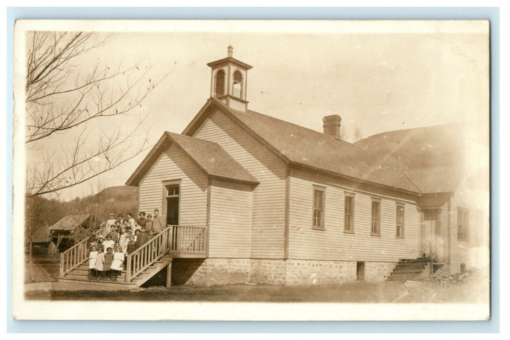 c1910 School District No. 4 Children Students Teachers RPPC Photo Postcard