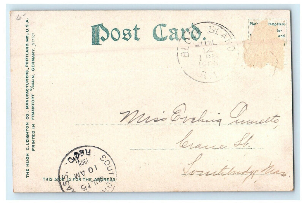1906 Monhegan Bluffs, Block Island Rhode Island RI Posted Antique Postcard