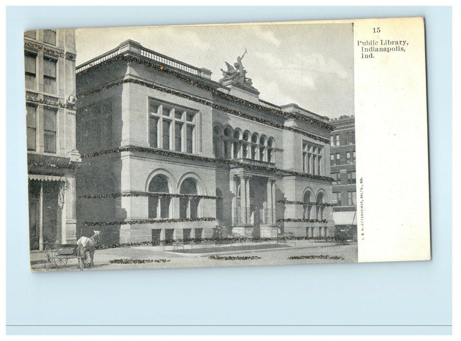 c1920 Public Library Marion County, Indianapolis IN Vintage Postcard