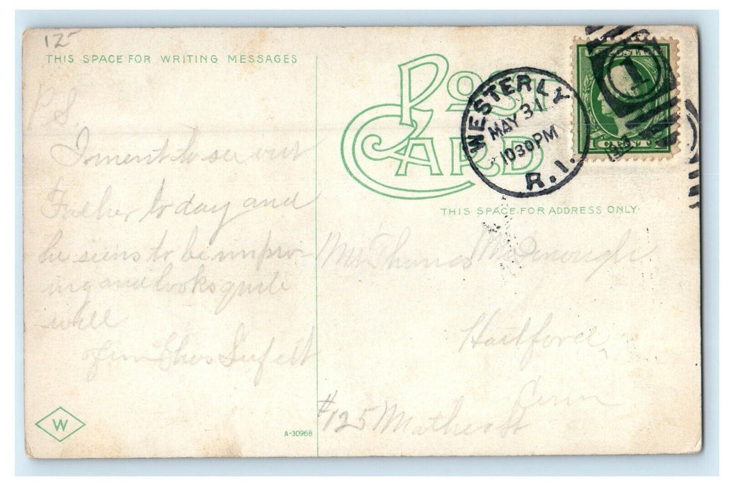 1913 Dixon House Square, Westerly, Rhode Island RI Antique Postcard