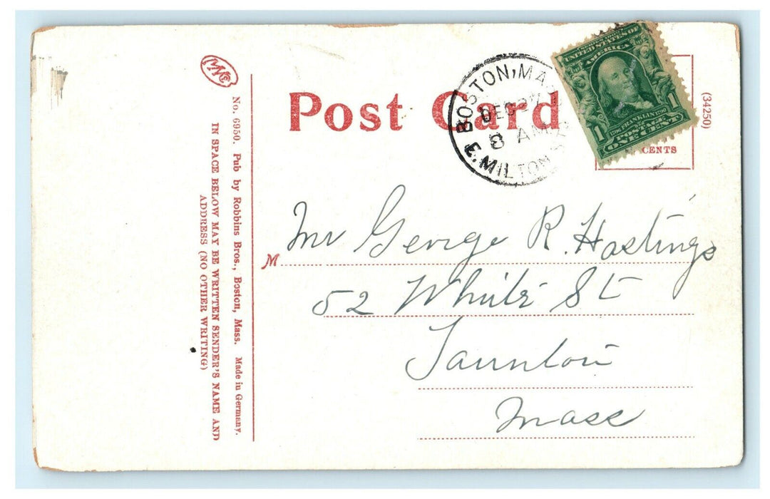 Tobboganning Snow Franklin Field Boston Massachusetts MA Posted Postcard
