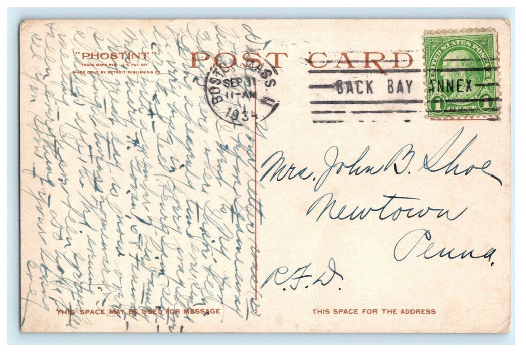 1934 Museum Fine Arts Boston Massachusetts MA Phostint Back Bay Annex Postcard