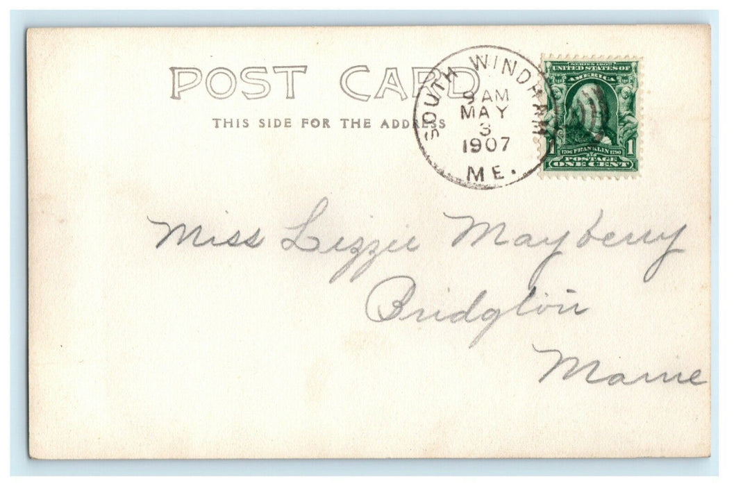 1907 Robie School House South Windham Maine ME RPPC Photo Postcard